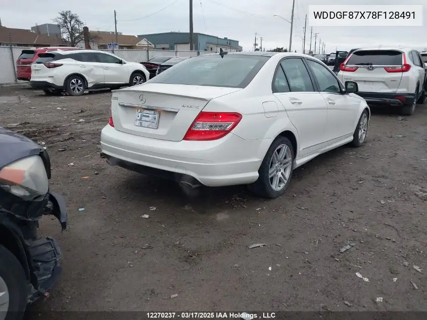 2008 Mercedes-Benz C 350 4Matic VIN: WDDGF87X78F128491 Lot: 12270237