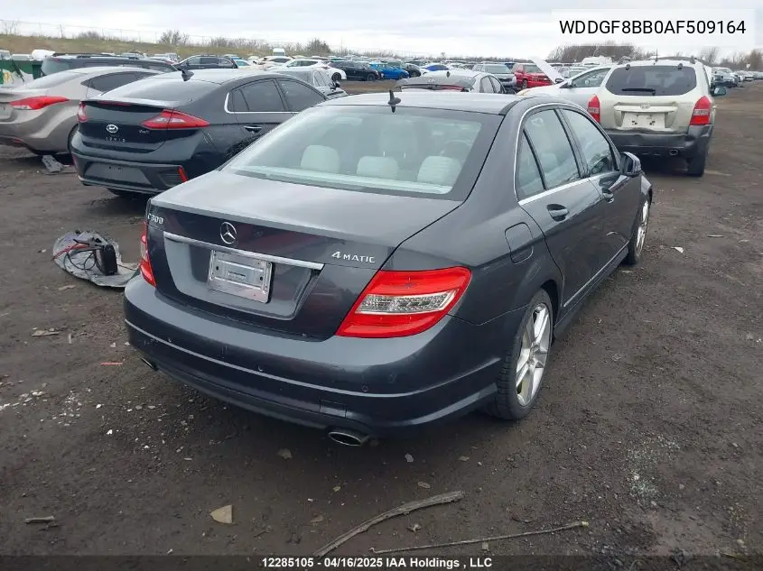 2010 Mercedes-Benz C 300 4Matic VIN: WDDGF8BB0AF509164 Lot: 12285105