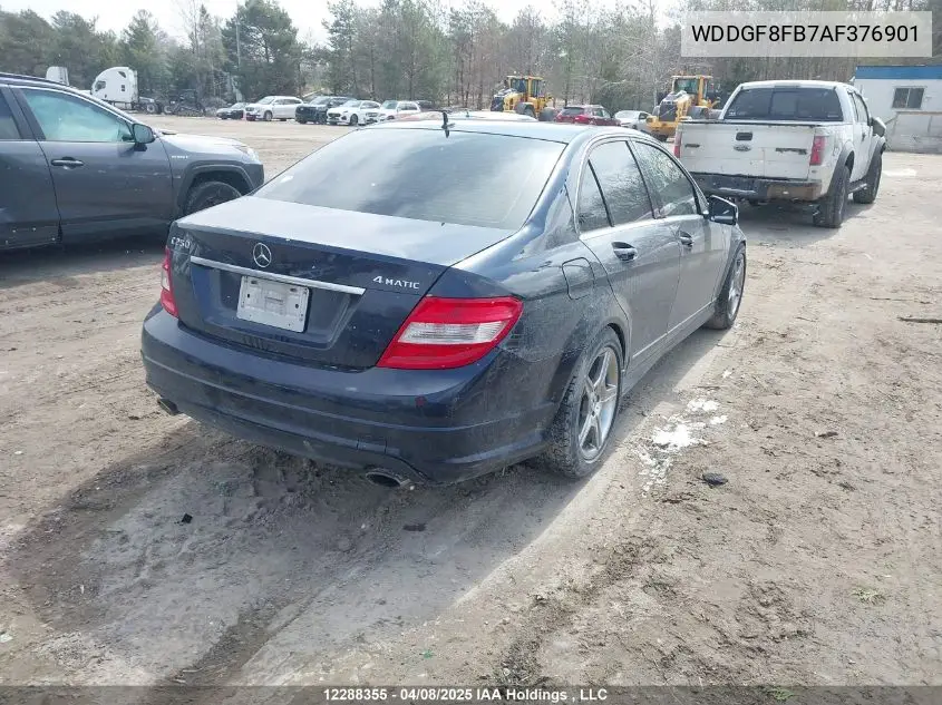 2010 Mercedes-Benz C 250 4Matic VIN: WDDGF8FB7AF376901 Lot: 12288355