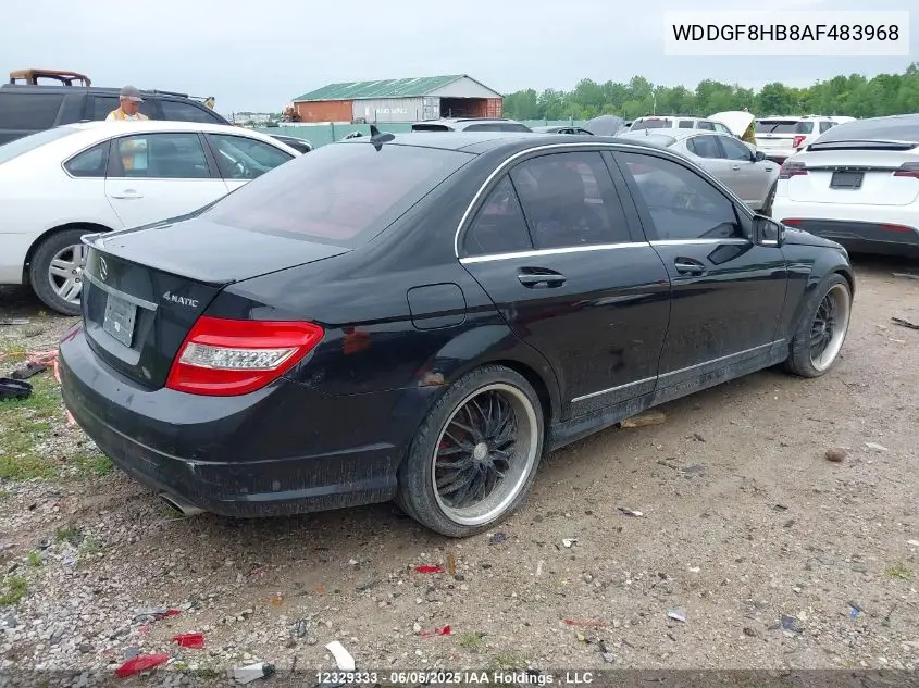 2010 Mercedes-Benz C 350 4Matic VIN: WDDGF8HB8AF483968 Lot: 12329333