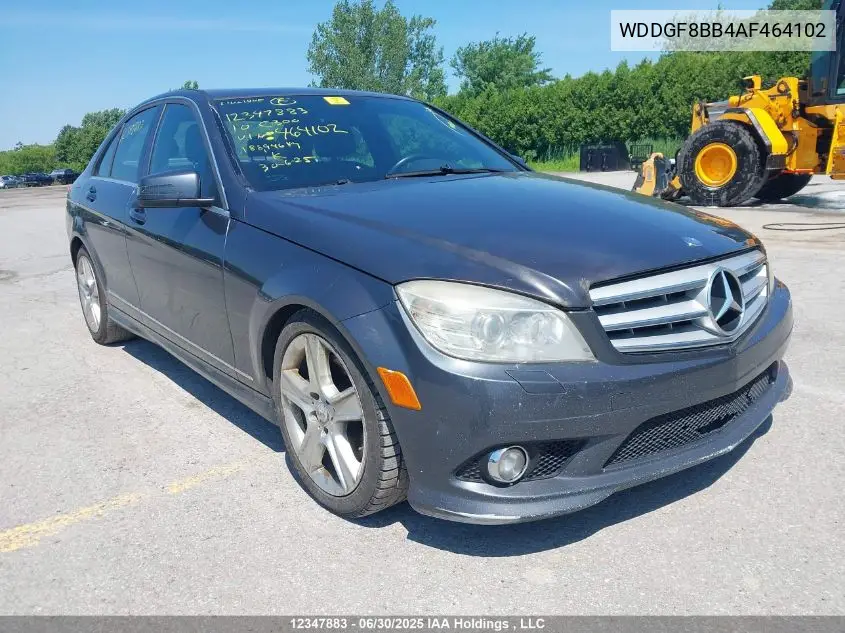 2010 Mercedes-Benz C 300 4Matic VIN: WDDGF8BB4AF464102 Lot: 12347883X