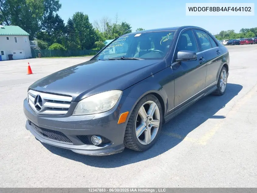 2010 Mercedes-Benz C 300 4Matic VIN: WDDGF8BB4AF464102 Lot: 12347883X