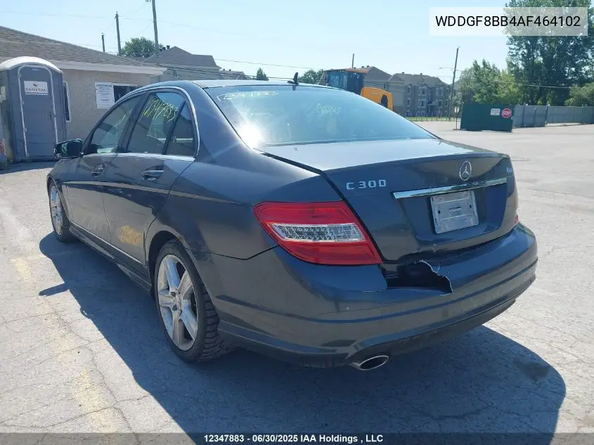 2010 Mercedes-Benz C 300 4Matic VIN: WDDGF8BB4AF464102 Lot: 12347883X