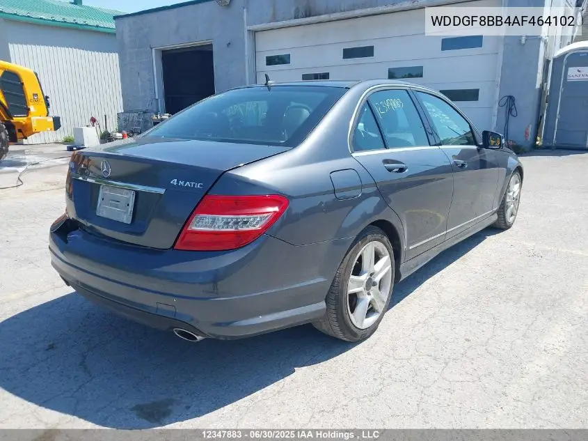 2010 Mercedes-Benz C 300 4Matic VIN: WDDGF8BB4AF464102 Lot: 12347883X