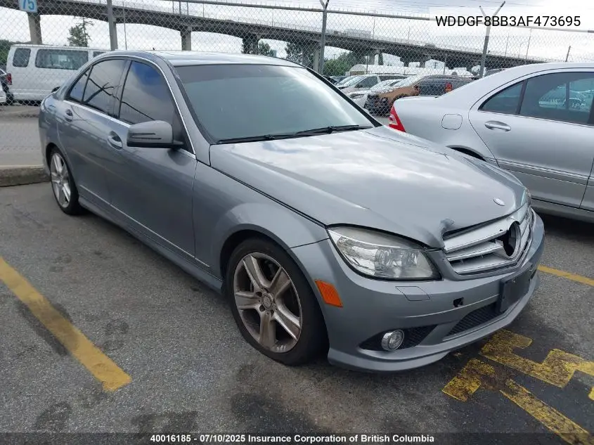 2010 Mercedes-Benz C 300 4Matic VIN: WDDGF8BB3AF473695 Lot: 40016185