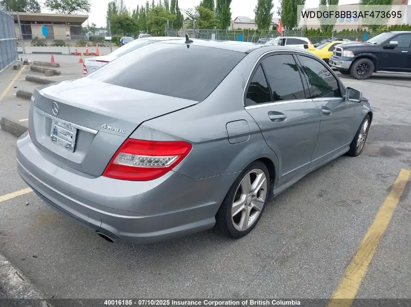 2010 Mercedes-Benz C 300 4Matic VIN: WDDGF8BB3AF473695 Lot: 40016185