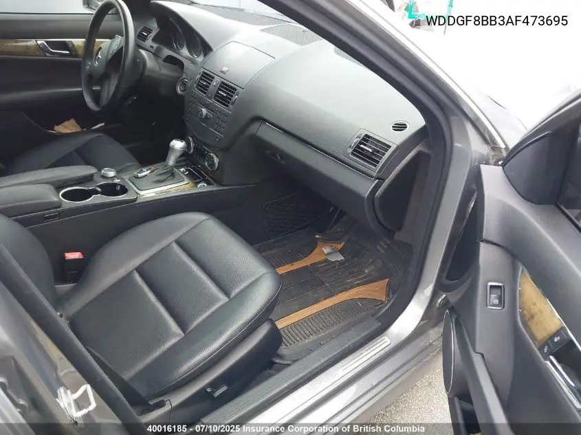 2010 Mercedes-Benz C 300 4Matic VIN: WDDGF8BB3AF473695 Lot: 40016185