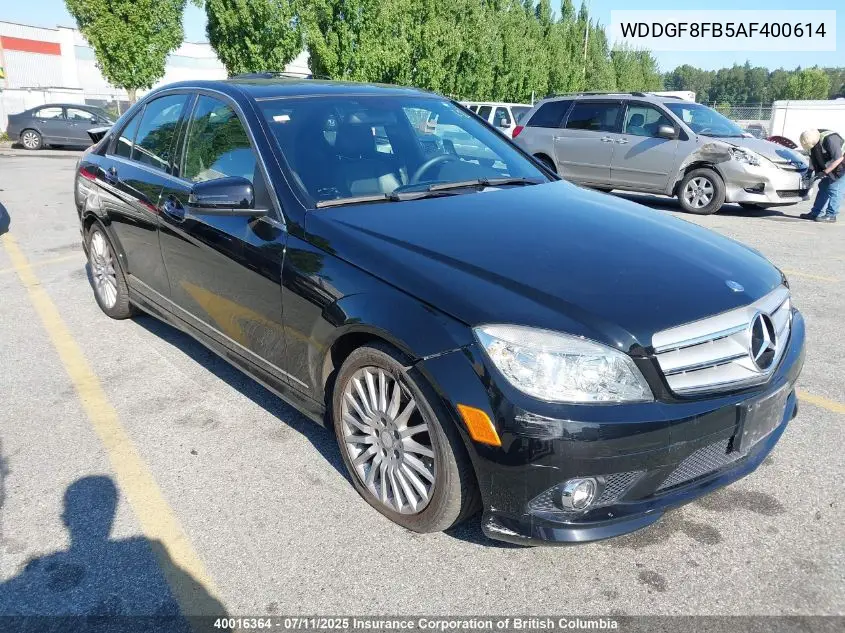 2010 Mercedes-Benz C 250 4Matic VIN: WDDGF8FB5AF400614 Lot: 40016364