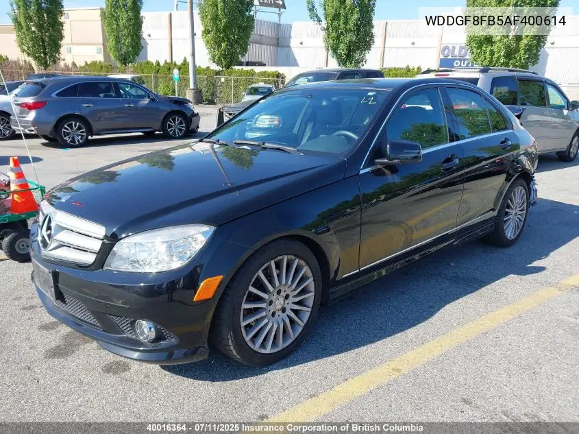2010 Mercedes-Benz C 250 4Matic VIN: WDDGF8FB5AF400614 Lot: 40016364