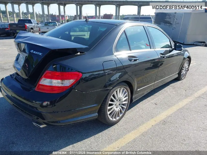 2010 Mercedes-Benz C 250 4Matic VIN: WDDGF8FB5AF400614 Lot: 40016364