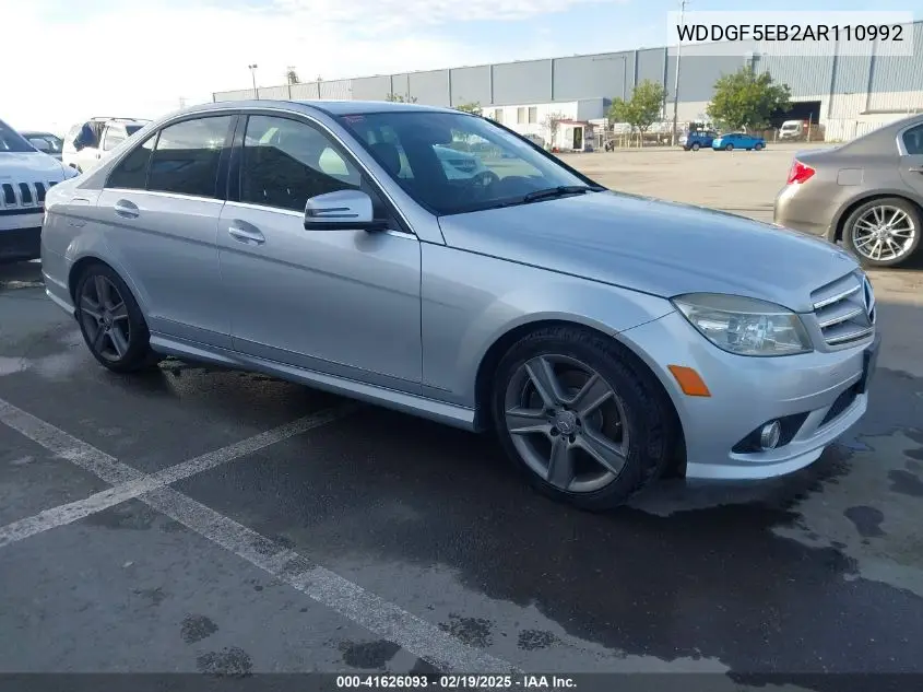 2010 Mercedes-Benz C 300 Luxury/Sport VIN: WDDGF5EB2AR110992 Lot: 41626093