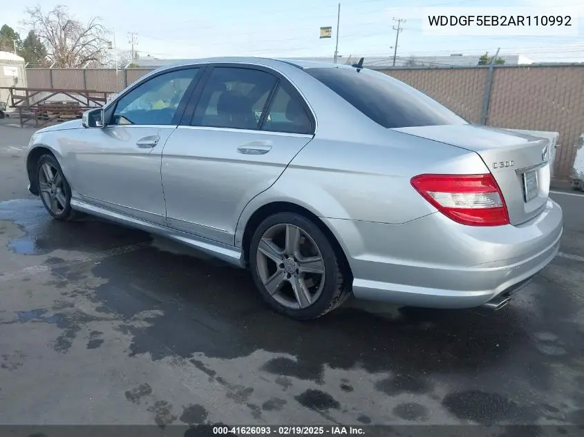 2010 Mercedes-Benz C 300 Luxury/Sport VIN: WDDGF5EB2AR110992 Lot: 41626093
