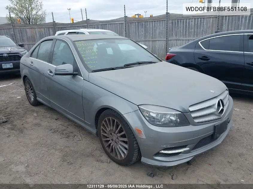2011 Mercedes-Benz C 250 4Matic VIN: WDDGF8FB8BF551108 Lot: 12311129