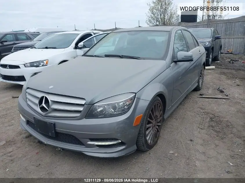 2011 Mercedes-Benz C 250 4Matic VIN: WDDGF8FB8BF551108 Lot: 12311129