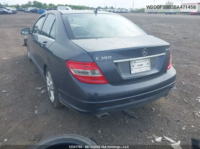 2011 Mercedes-Benz C 300 4Matic VIN: WDDGF8BB3BA471458 Lot: 12331765