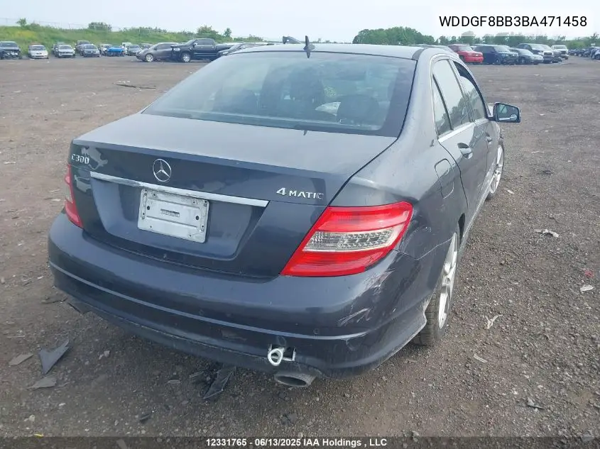 2011 Mercedes-Benz C 300 4Matic VIN: WDDGF8BB3BA471458 Lot: 12331765