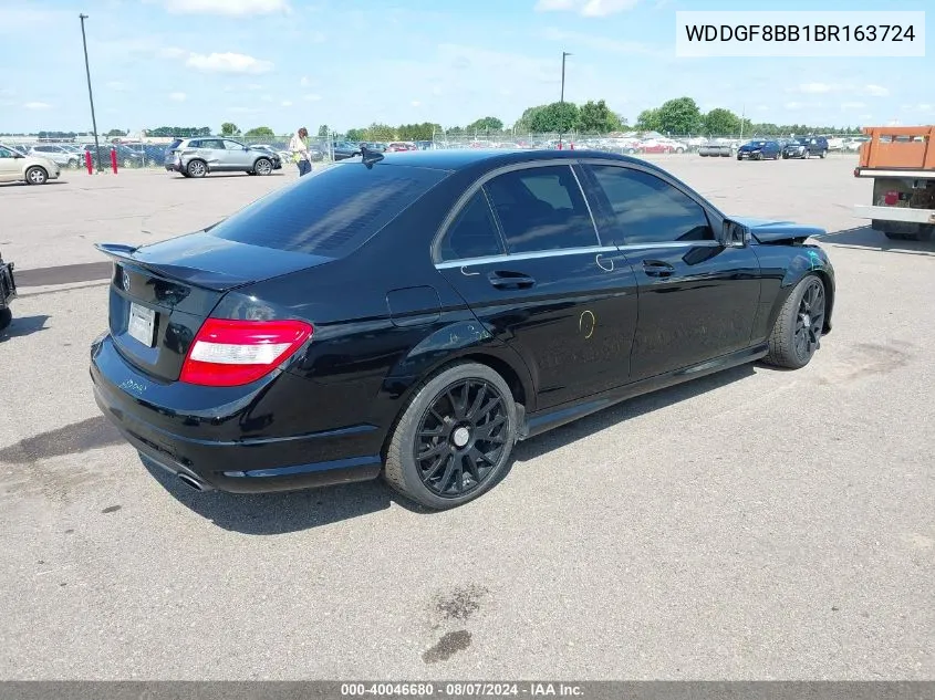 2011 Mercedes-Benz C 300 Luxury 4Matic/Sport 4Matic VIN: WDDGF8BB1BR163724 Lot: 40046680