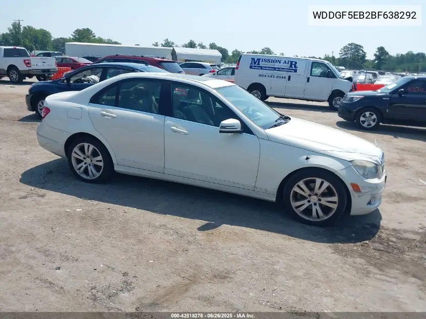 2011 Mercedes-Benz C 300 Luxury/Sport VIN: WDDGF5EB2BF638292 Lot: 42518276