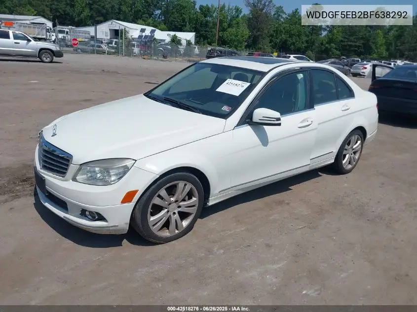 2011 Mercedes-Benz C 300 Luxury/Sport VIN: WDDGF5EB2BF638292 Lot: 42518276