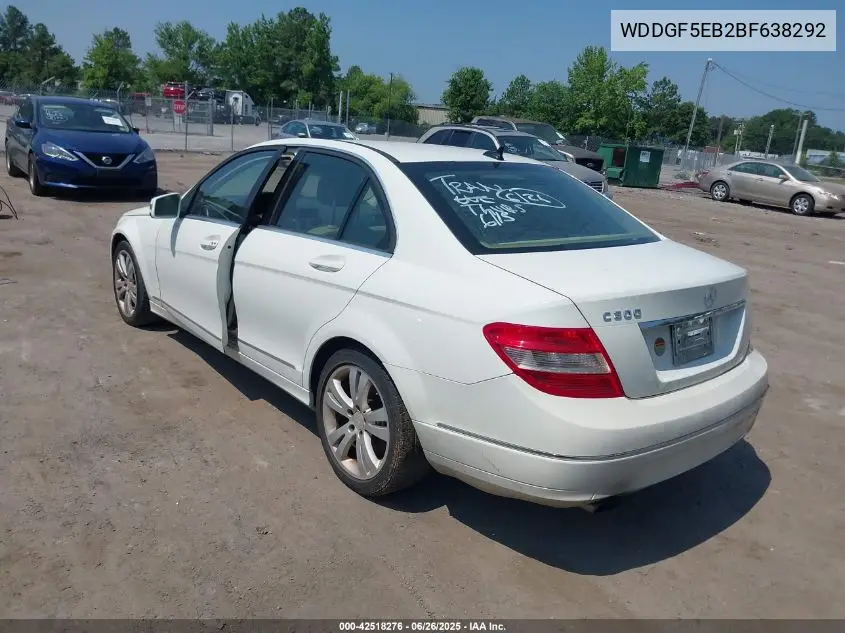 2011 Mercedes-Benz C 300 Luxury/Sport VIN: WDDGF5EB2BF638292 Lot: 42518276