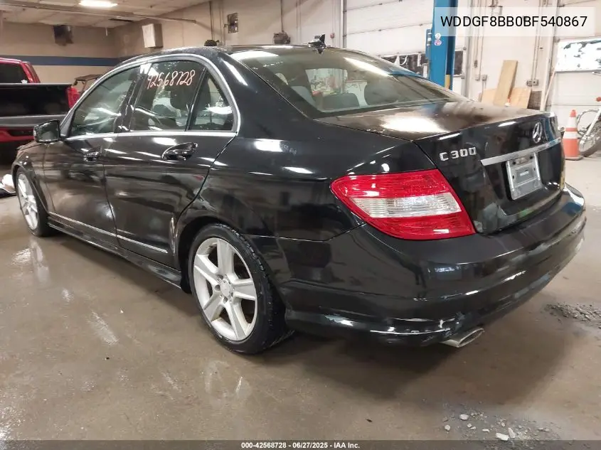 2011 Mercedes-Benz C 300 Luxury 4Matic/Sport 4Matic VIN: WDDGF8BB0BF540867 Lot: 42568728