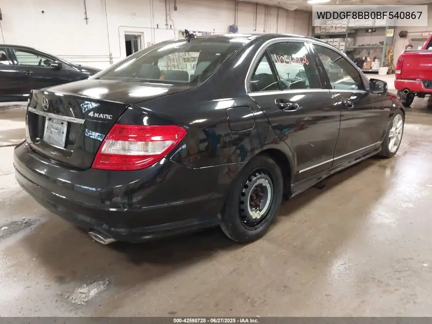 2011 Mercedes-Benz C 300 Luxury 4Matic/Sport 4Matic VIN: WDDGF8BB0BF540867 Lot: 42568728