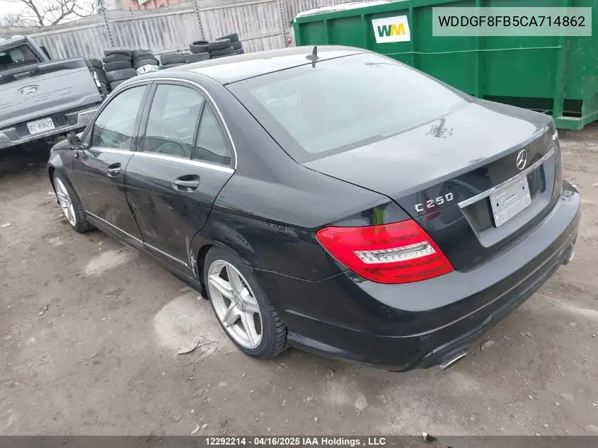 2012 Mercedes-Benz C 250 4Matic VIN: WDDGF8FB5CA714862 Lot: 12292214