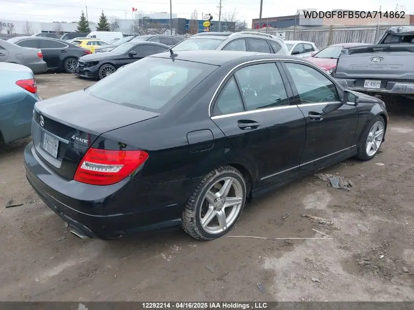 2012 Mercedes-Benz C 250 4Matic VIN: WDDGF8FB5CA714862 Lot: 12292214