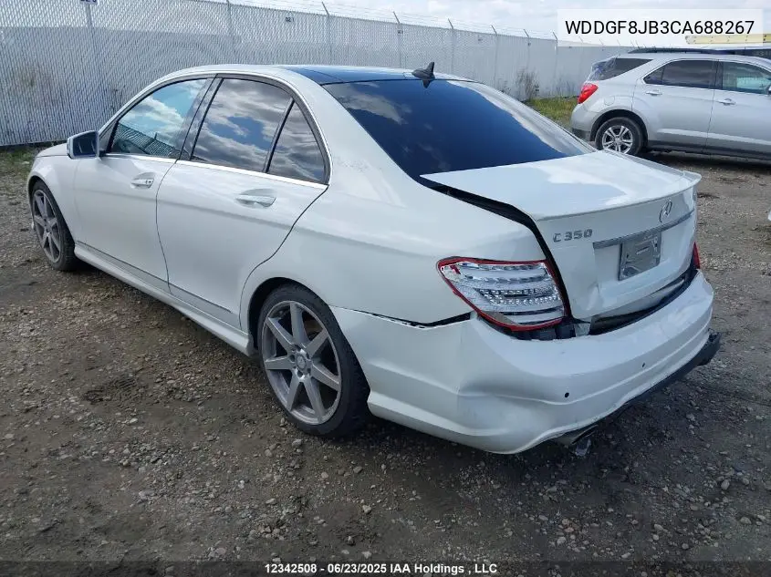 2012 Mercedes-Benz C 350 4Matic VIN: WDDGF8JB3CA688267 Lot: 12342508