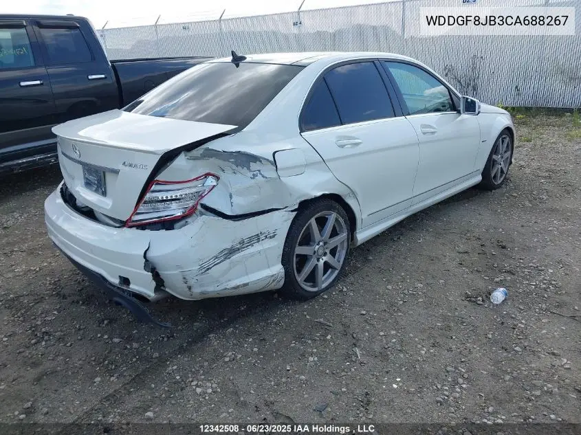 2012 Mercedes-Benz C 350 4Matic VIN: WDDGF8JB3CA688267 Lot: 12342508
