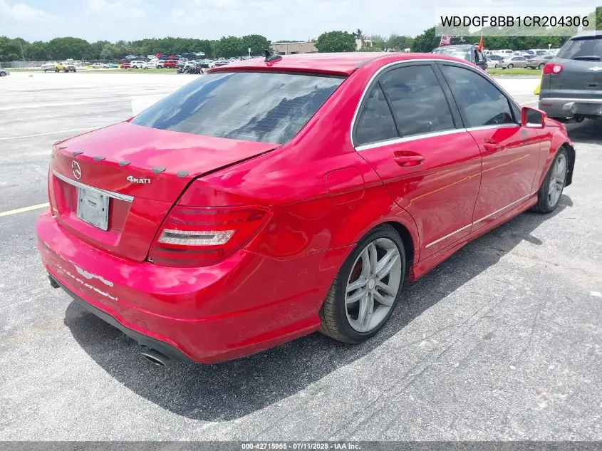 2012 Mercedes-Benz C 300 Luxury 4Matic/Sport 4Matic VIN: WDDGF8BB1CR204306 Lot: 42715955