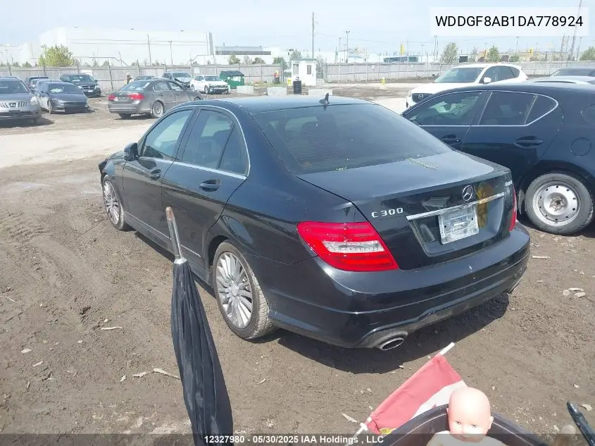 2013 Mercedes-Benz C 300 4Matic VIN: WDDGF8AB1DA778924 Lot: 12327980