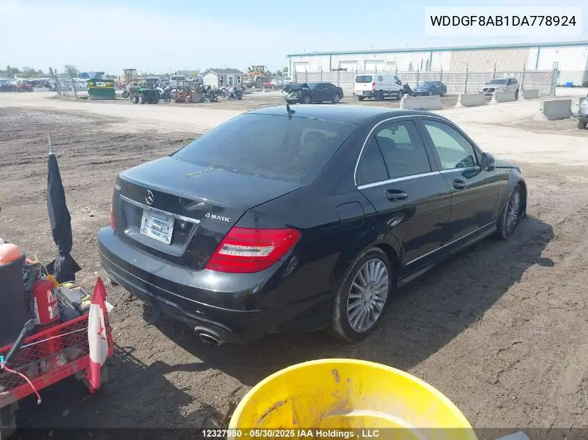 2013 Mercedes-Benz C 300 4Matic VIN: WDDGF8AB1DA778924 Lot: 12327980