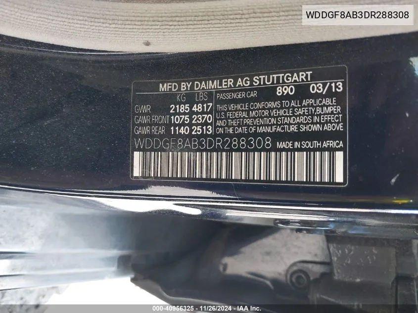 2013 Mercedes-Benz C 300 Luxury 4Matic/Sport 4Matic VIN: WDDGF8AB3DR288308 Lot: 40956325