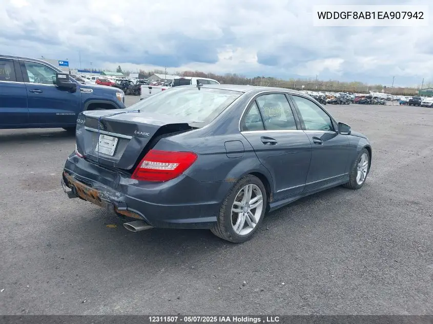 2014 Mercedes-Benz C 300 4Matic VIN: WDDGF8AB1EA907942 Lot: 12311507