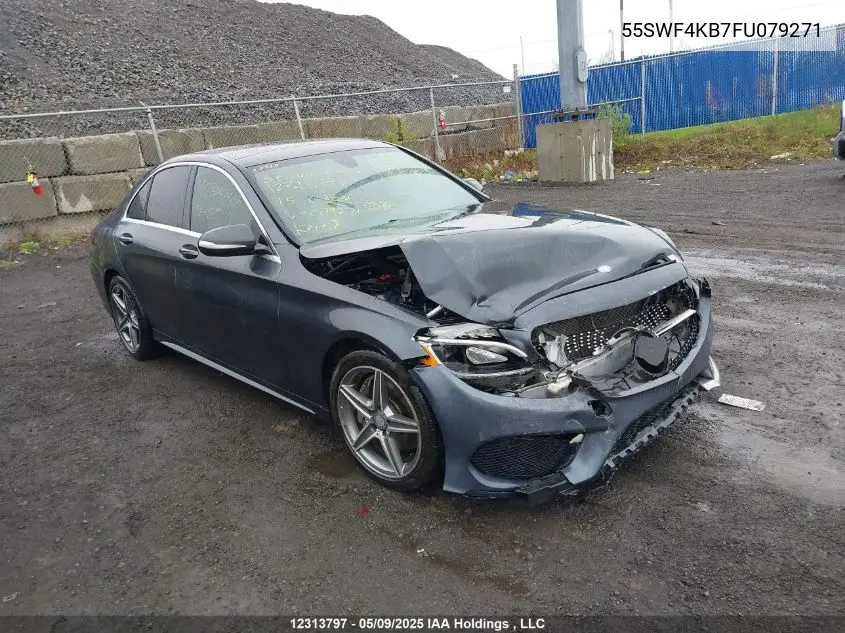 2015 Mercedes-Benz C 300 4Matic VIN: 55SWF4KB7FU079271 Lot: 12313797
