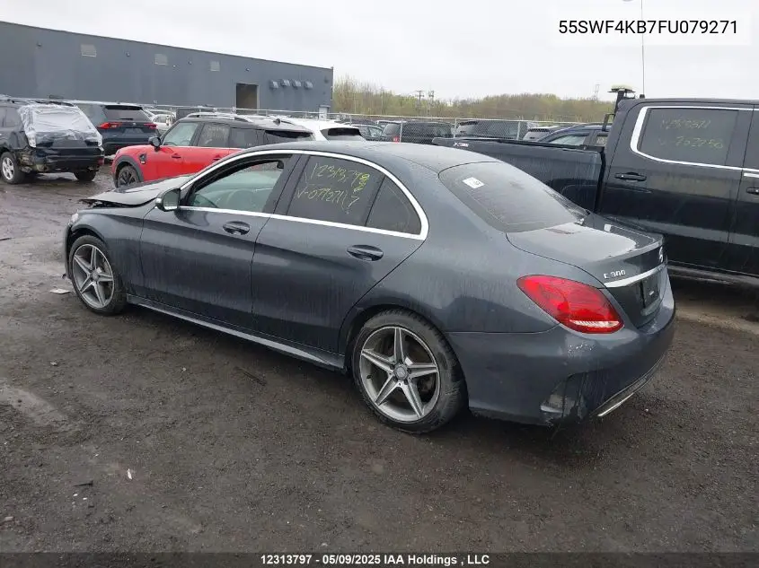 2015 Mercedes-Benz C 300 4Matic VIN: 55SWF4KB7FU079271 Lot: 12313797