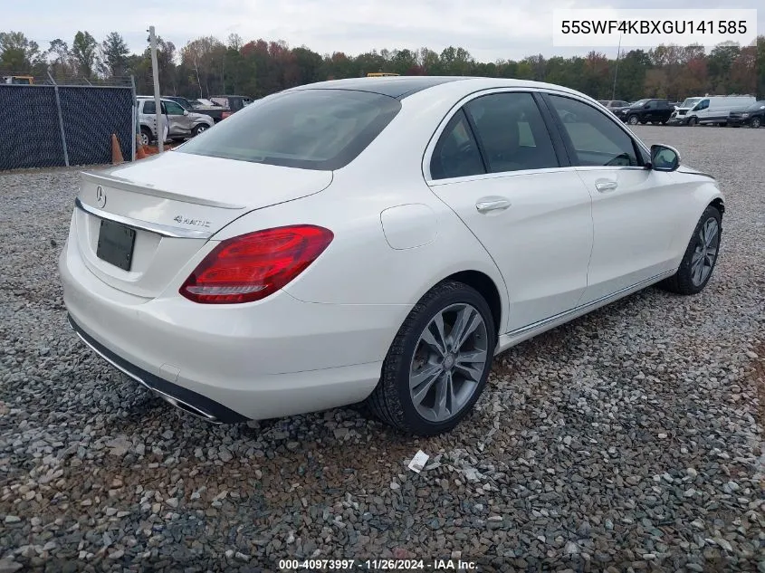 2016 Mercedes-Benz C 300 4Matic/Luxury 4Matic/Sport 4Matic VIN: 55SWF4KBXGU141585 Lot: 40973997