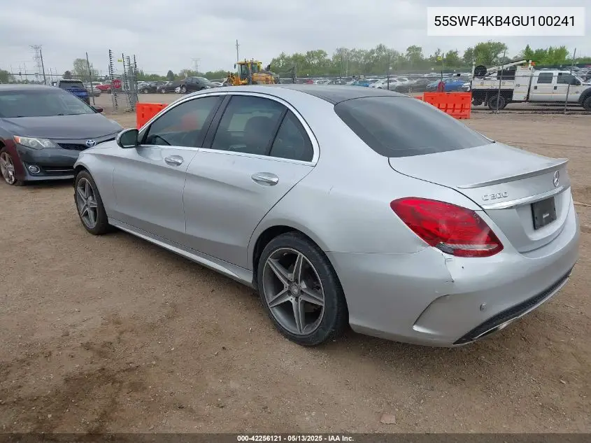 2016 Mercedes-Benz C 300 4Matic/Luxury 4Matic/Sport 4Matic VIN: 55SWF4KB4GU100241 Lot: 42256121