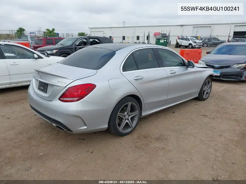2016 Mercedes-Benz C 300 4Matic/Luxury 4Matic/Sport 4Matic VIN: 55SWF4KB4GU100241 Lot: 42256121