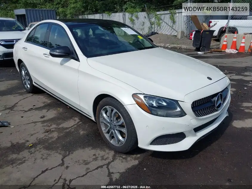 2016 Mercedes-Benz C 300 4Matic/Luxury 4Matic/Sport 4Matic VIN: WDDWF4KB5GR143259 Lot: 42557732