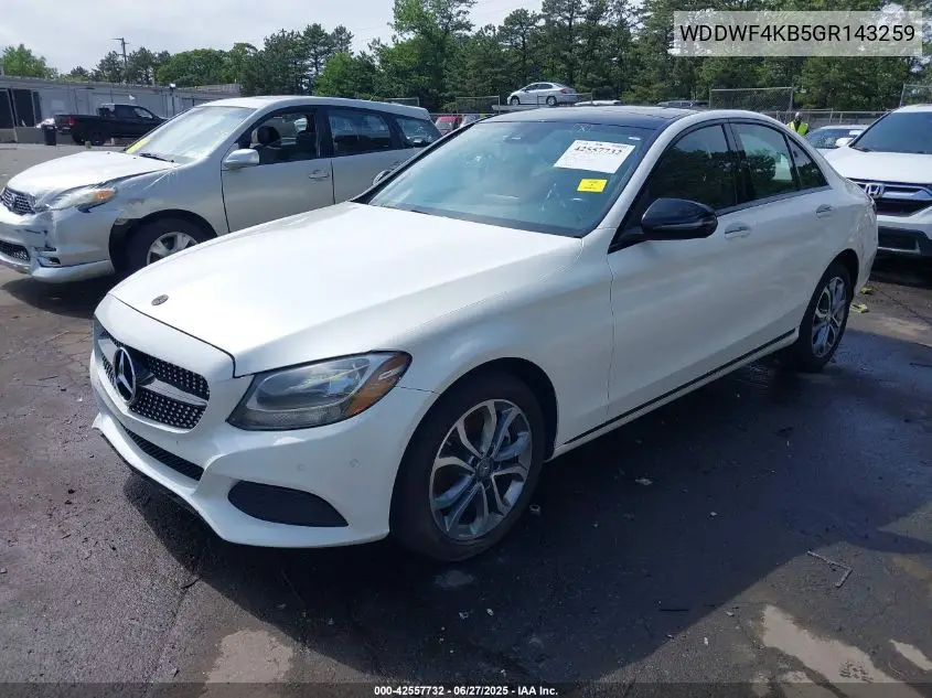 2016 Mercedes-Benz C 300 4Matic/Luxury 4Matic/Sport 4Matic VIN: WDDWF4KB5GR143259 Lot: 42557732