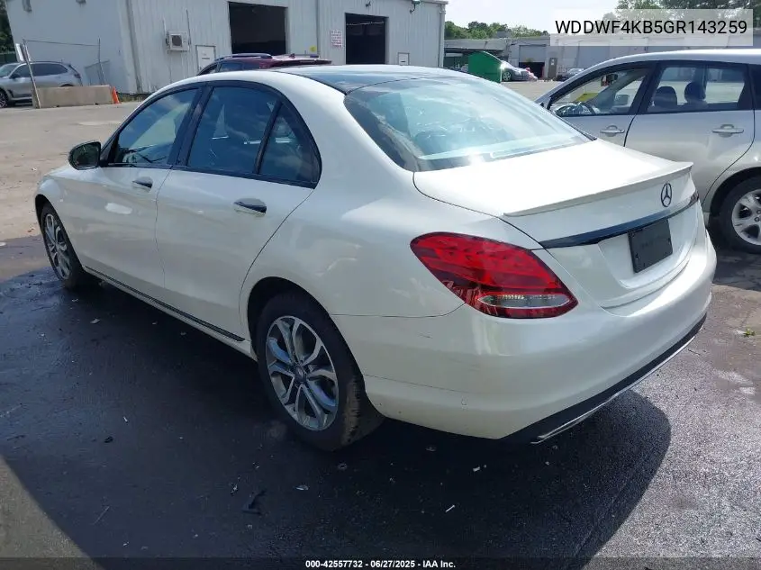 2016 Mercedes-Benz C 300 4Matic/Luxury 4Matic/Sport 4Matic VIN: WDDWF4KB5GR143259 Lot: 42557732