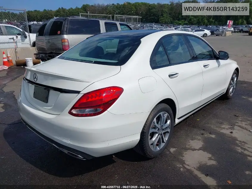 2016 Mercedes-Benz C 300 4Matic/Luxury 4Matic/Sport 4Matic VIN: WDDWF4KB5GR143259 Lot: 42557732