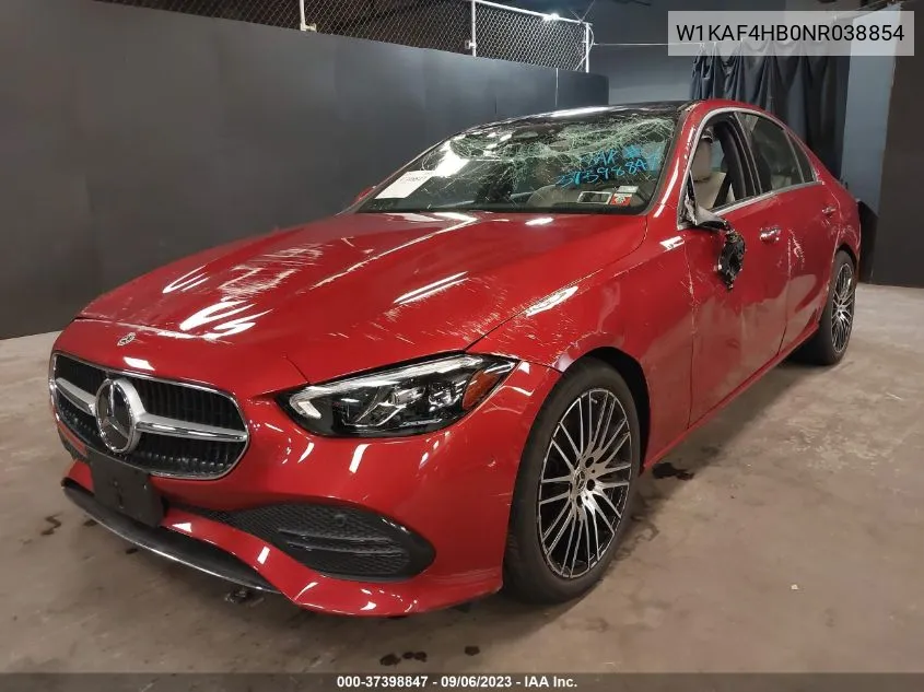 2022 Mercedes-Benz C 300 VIN: W1KAF4HB0NR038854 Lot: 37398847