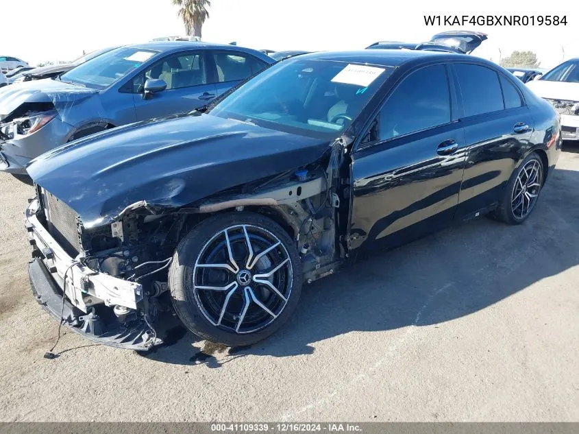 2022 Mercedes-Benz C 300 Sedan VIN: W1KAF4GBXNR019584 Lot: 41109339