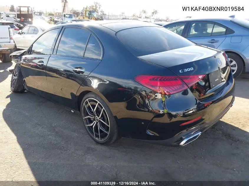 2022 Mercedes-Benz C 300 Sedan VIN: W1KAF4GBXNR019584 Lot: 41109339