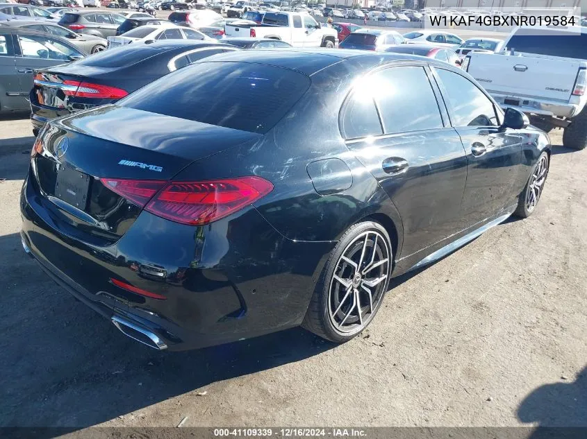 2022 Mercedes-Benz C 300 Sedan VIN: W1KAF4GBXNR019584 Lot: 41109339