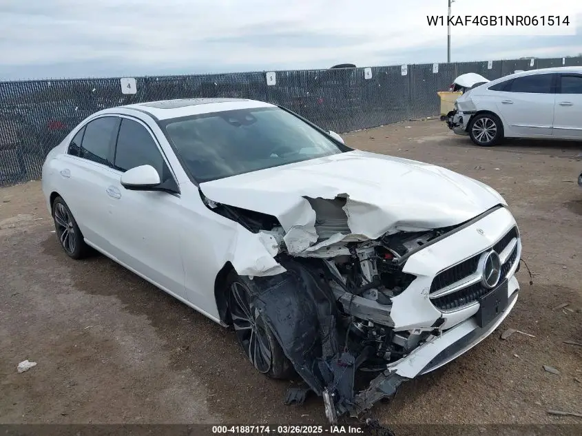 2022 Mercedes-Benz C 300 Sedan VIN: W1KAF4GB1NR061514 Lot: 41887174