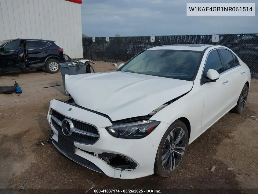 2022 Mercedes-Benz C 300 Sedan VIN: W1KAF4GB1NR061514 Lot: 41887174